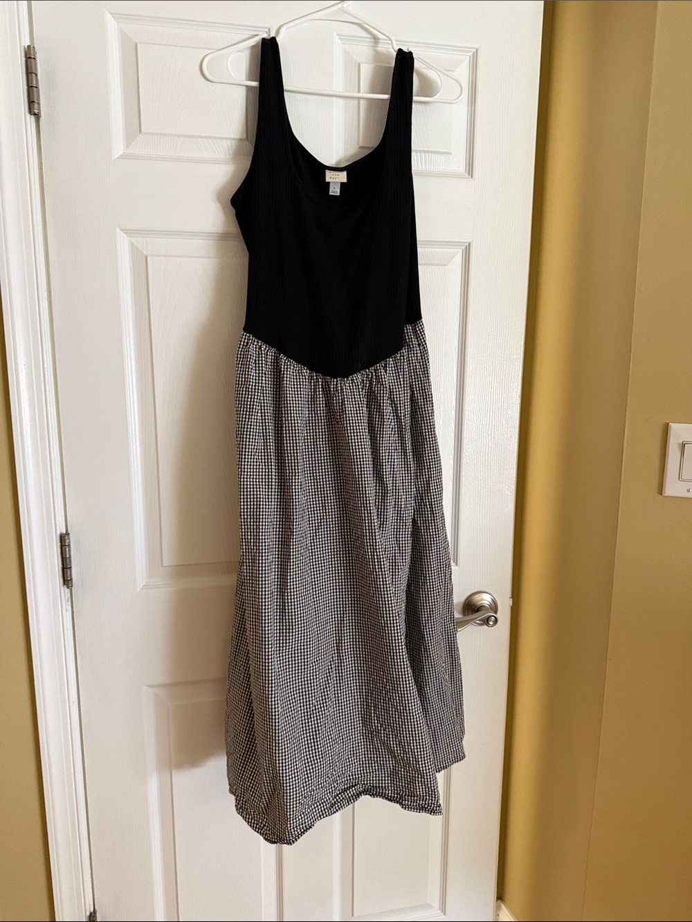 a new day Black Ribbed Bodice Gingham Maxi Dress